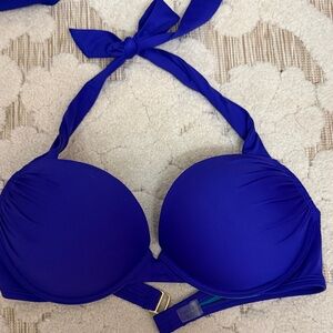 Women's Blue Halter Bikini Top bombshell 34C